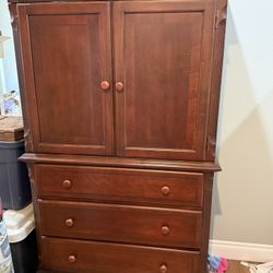 cherry wood finish hutch