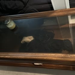 Wooden Coffee Table With Glass Top