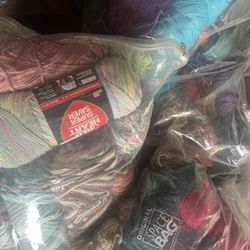 Beads And 3 Bags Of Yarn 