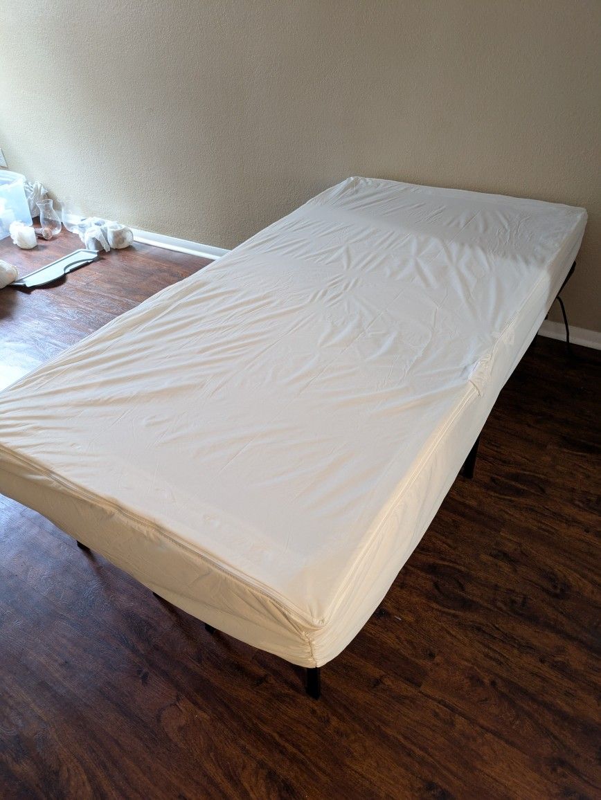 Twin Bed, Memory Foam, With Foldable Frame, Like New!$100 OBO