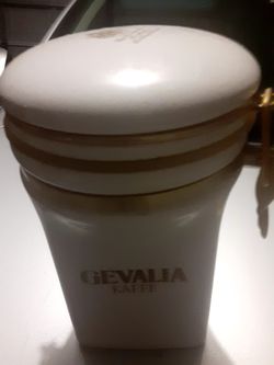 White ceramic Gevalia canister