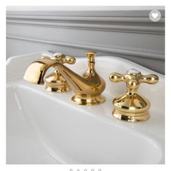Widespread Bathroom Sink Faucet with Metal Cross Handles 
