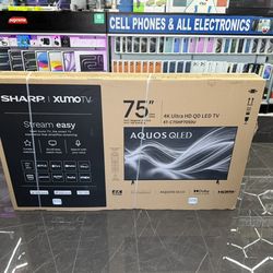 SHARP XUMOTV 75” SMART TV (Aquos QLED) Take It Home In Payments/ llévalo a casa en pagos Only $10 Down