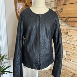 APT.9 Imitation Leather Black Jacket Size M