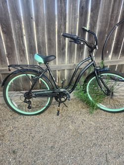 Black and Mint Green Beach Cruiser Bike