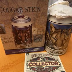 Budweiser Endangered Species Cougar Stein with box and COA