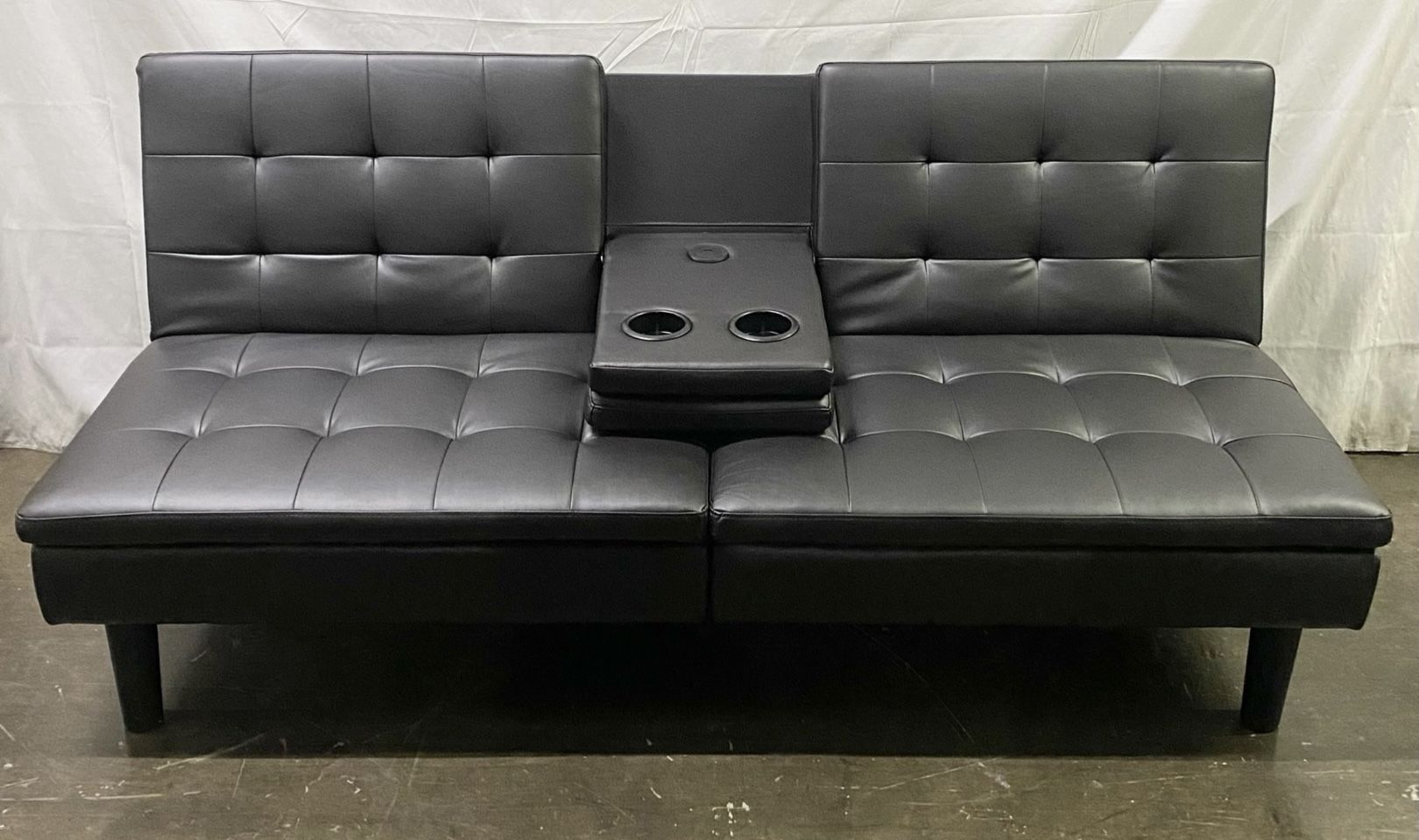 Memory Foam Futon with Cupholder and USB, Black *Free Delivery*