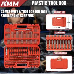 AMM 232-Piece Ultimate Screwdriver Bit Set, Cr-V Steel Impact Driver Bits, Includes Security, Drill, Nut Driver, Ratchet Wrench & Holder