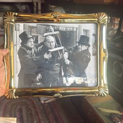 Authentic 3 Stooges Photo Brass Frame 