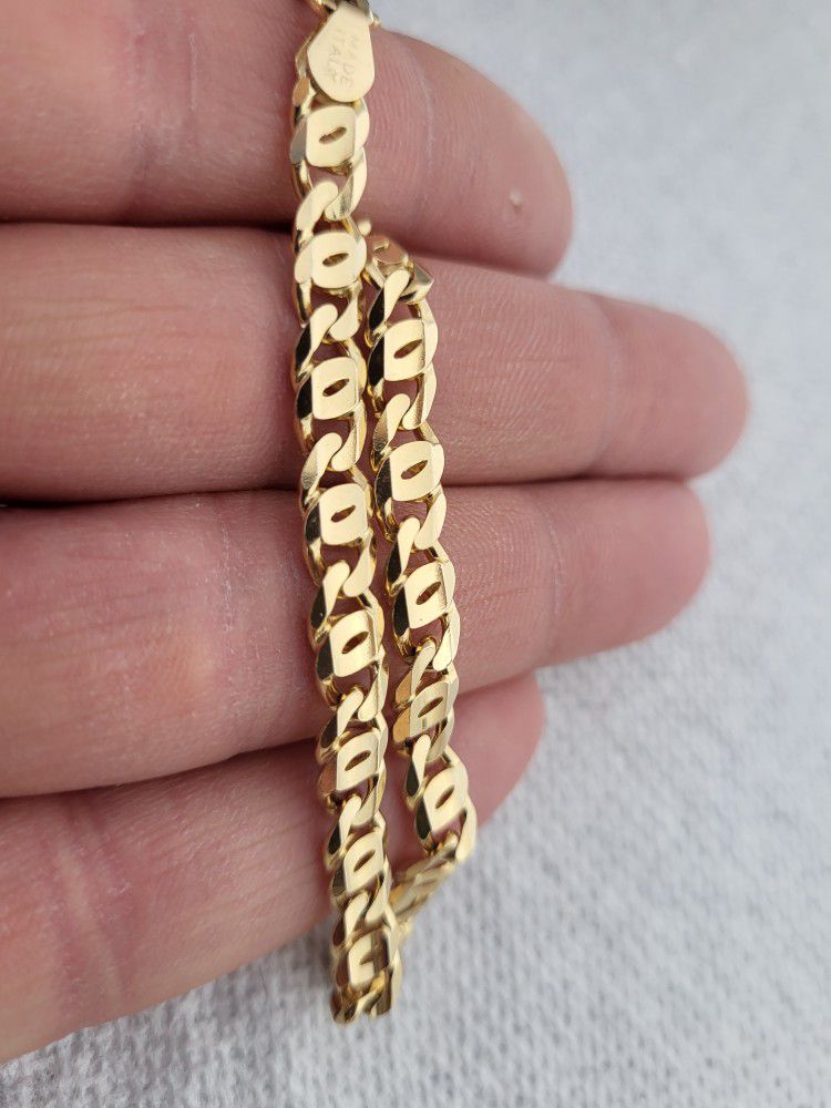 14k Solid  Italian Gold Double Cuban Link Bracelet 