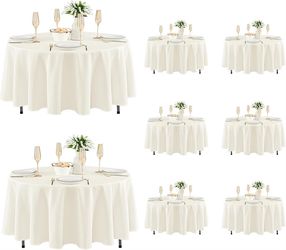 8 Pack Ivory Round Tablecloths 70 Inch -NEW (3388/2)