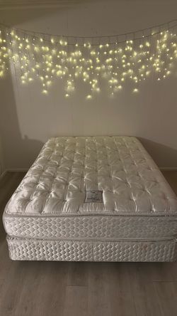 FREE Queen sized Sealy posturepedic  mattress box springs and frame. Must be able to pick up the morning of the 30th before 10 am. I can not help move