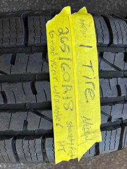 1 tire new 265/60r18 Goodyear wrangler steadfast ht $65