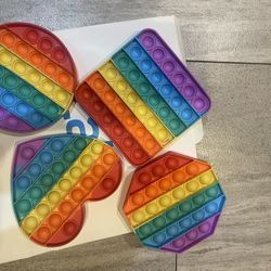 4 Pack Rainbow Pop it Fidget Toy, Bubble Sensory Toy for Kids and Adults,