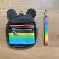 Loungefly ~ Disney Parks Money Mouse Pride Backpack ~ Wristlet ~ Brand New
