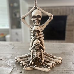 White Yoga Skeleton Trio Figurine - Halloween Decor