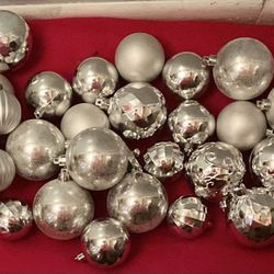 50 Plastic Silver Ornaments-$12 Firm,No Holds