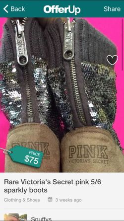 New Victoria's secret pink boots bling muk Luks 5/6