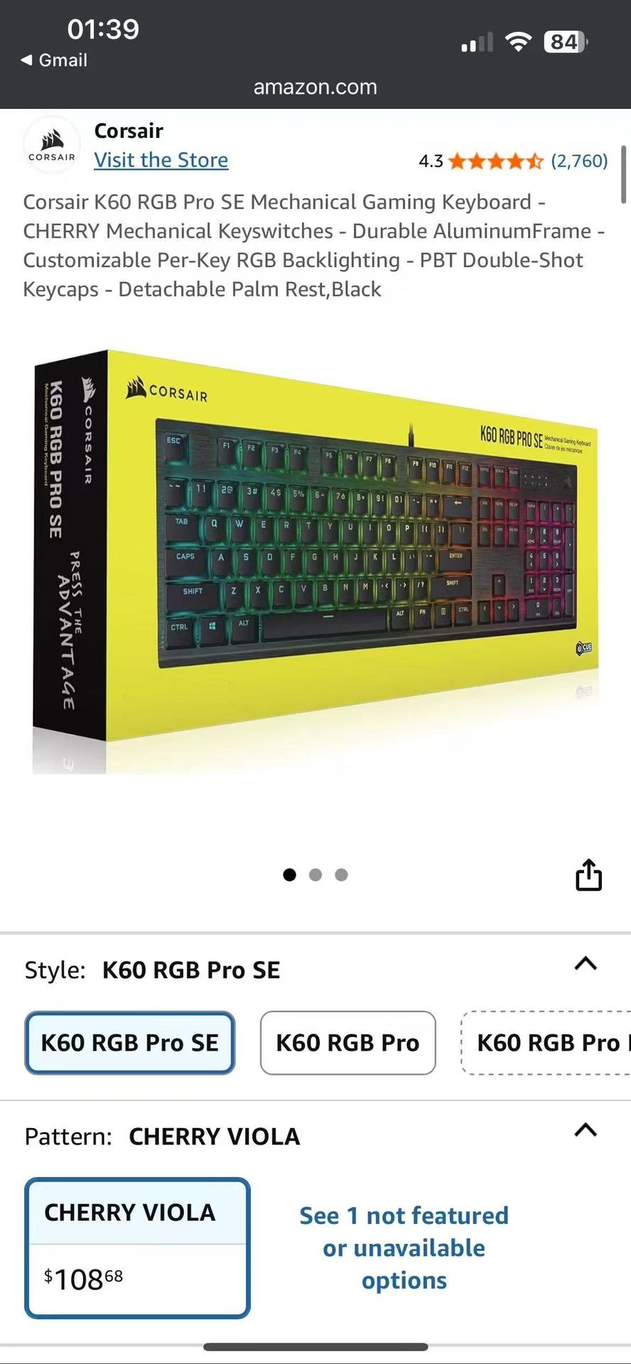 Cosair k60 keyboard