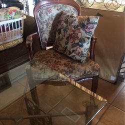 Antique Chairs And Glass Table 