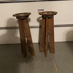 Folk Art Wooden Plant Stands