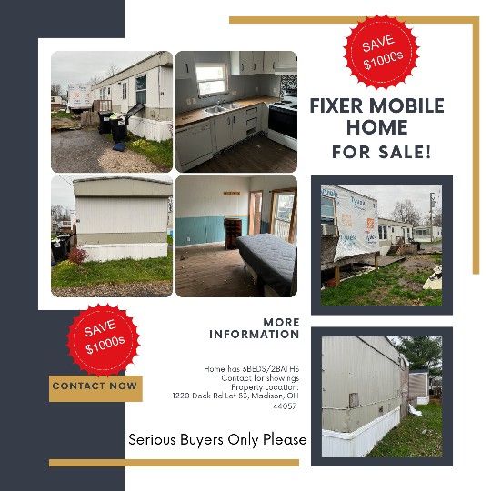 FIXER UPPER MOBILE HOME FOR SALE