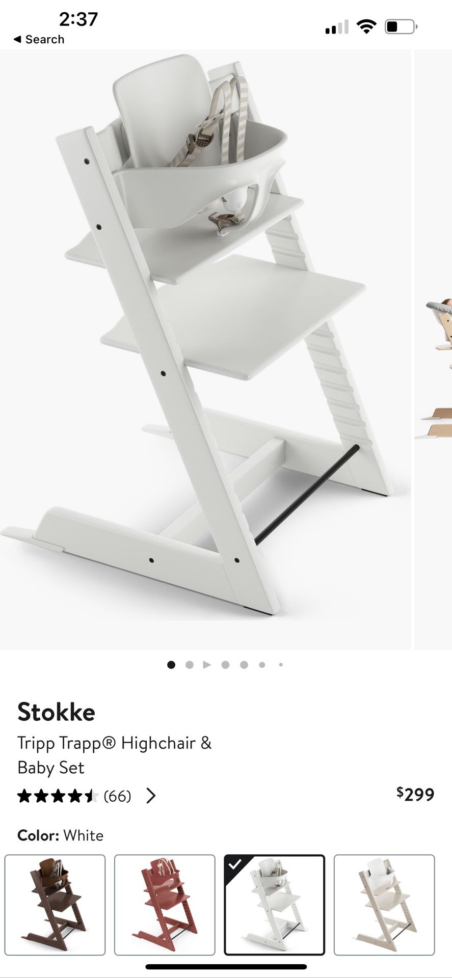 Stokke High Chair Including Baby Set and Harness- Tripp Trapp Highchair In White 