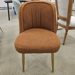 Set of 2 Boucle Dining Chairs – Modern Upholstered Accent Chairs – Gold Legs