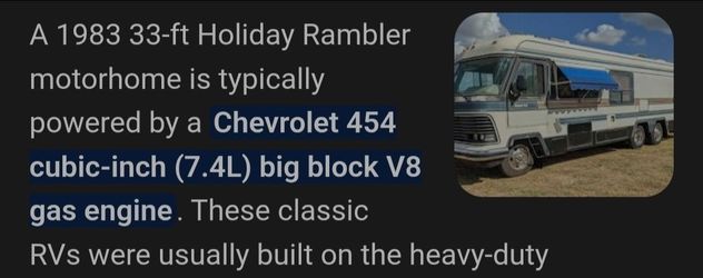 1983 big block 454 chevy rv motor  50368 miles on it.