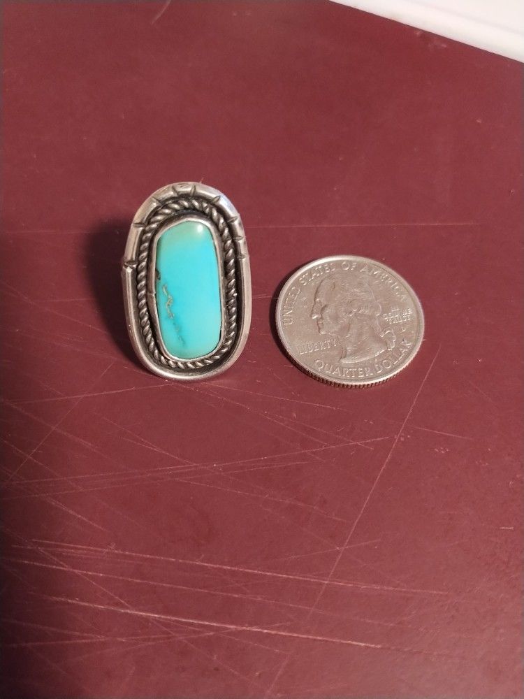 Sterling Silver Turquoise Ring Size 6