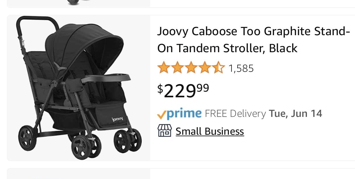 Joovy (double Stroller) Caboose Too Graphite Stand-On Tandem Stroller, Black