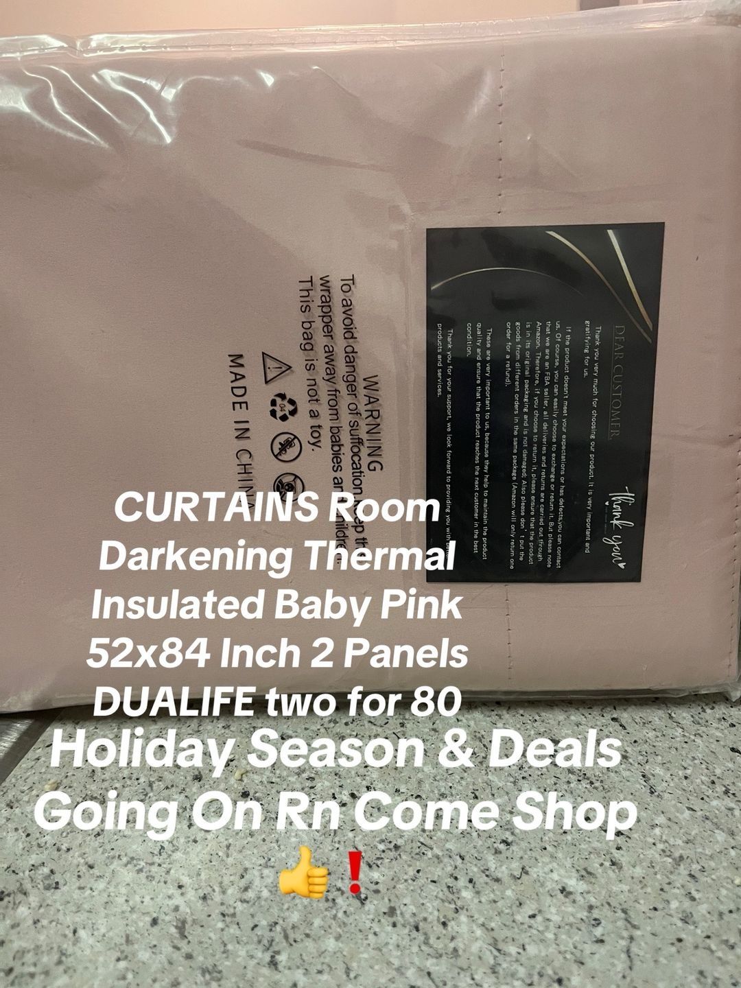 CURTAINS Room Darkening Thermal Insulated Baby Pink 52x84 Inch 2 Panels DUALIFE two for 80