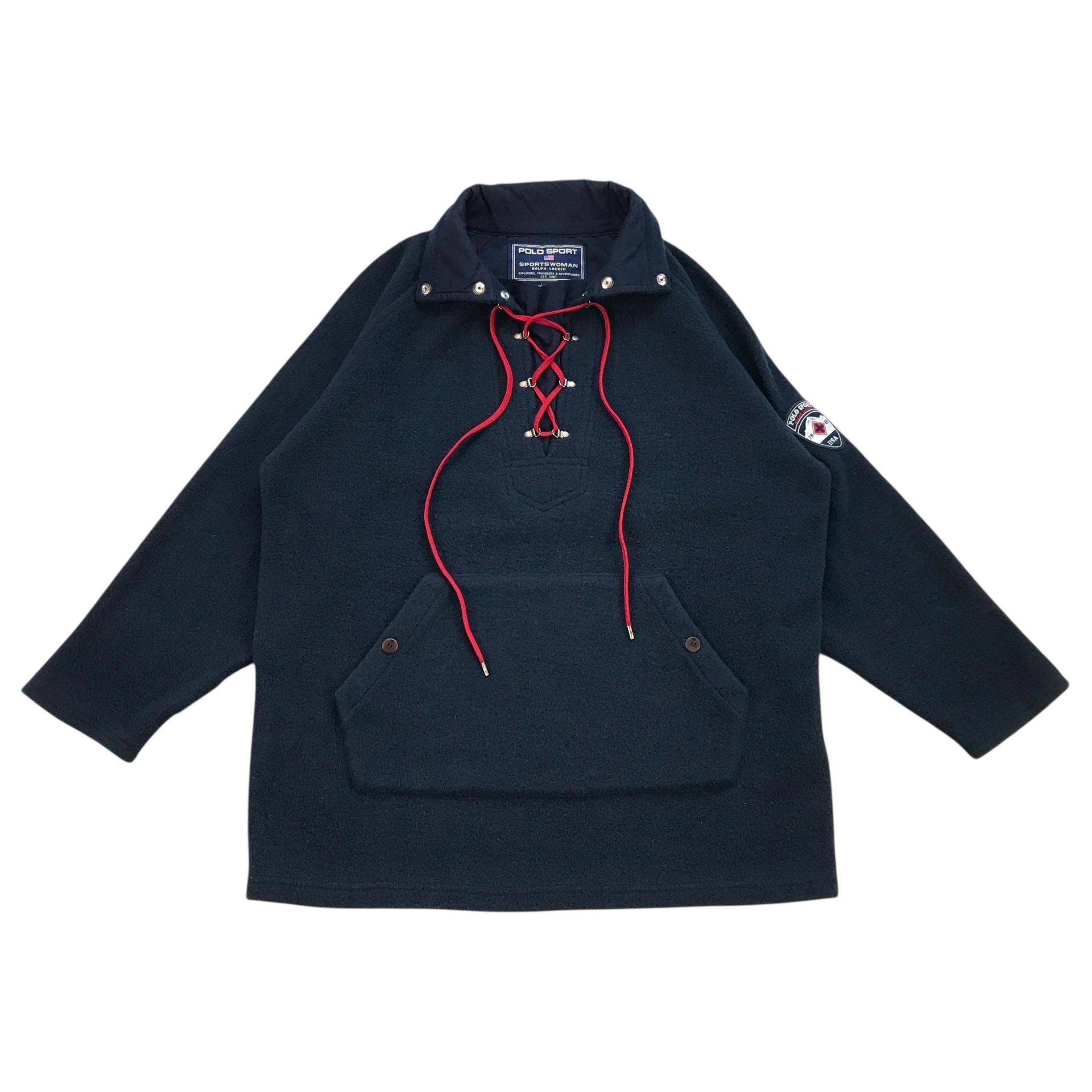 Vintage Polo Sport Wool Sweater Womens Small S Lace Up Pullover Sweatshirt Ralph