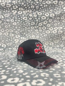 Black Graphic Embroidered Snapback Baseball Cap