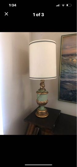 Vintage Table Lamp with Drum Shade