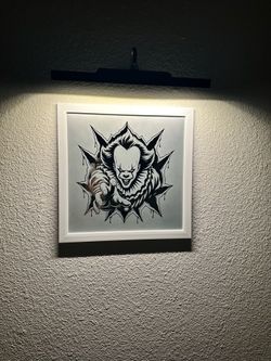 Pennywise Frosted Glass Painted Mirror – Handmade Horror Wall Art