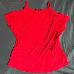 Forever 21 Red Women’s Cold Shoulder Blouse Top Size Small Cap Sleeve