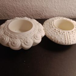 GORGEOUS Pair of Partylite 4" Bisque Candle Holders.
