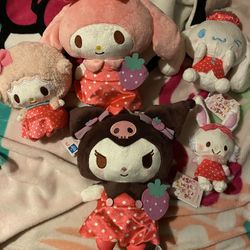 Strawberry Sanrio Plushies 
