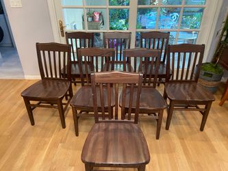 Set of 8 Dark Wood Dining Chairs