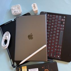 Apple IPad 9th Generation (10.2” Retina /Touch ID /IOS 26/ 2021 Model) 64GB with Pen, Keyboard  & Accessories