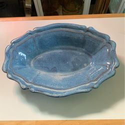 Hickory Flat Art Pottery Handmade Beautiful Blue Glazed -Signed