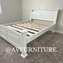 Solid Wood White Queen Frame