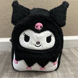 Sanrio Loungefly Kuromi Mini Backpack Black Sherpa - NEW