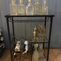 Rod Iron Bar w/Glass Shelves
