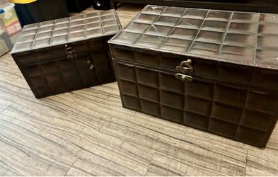 Pair of old storage trunks