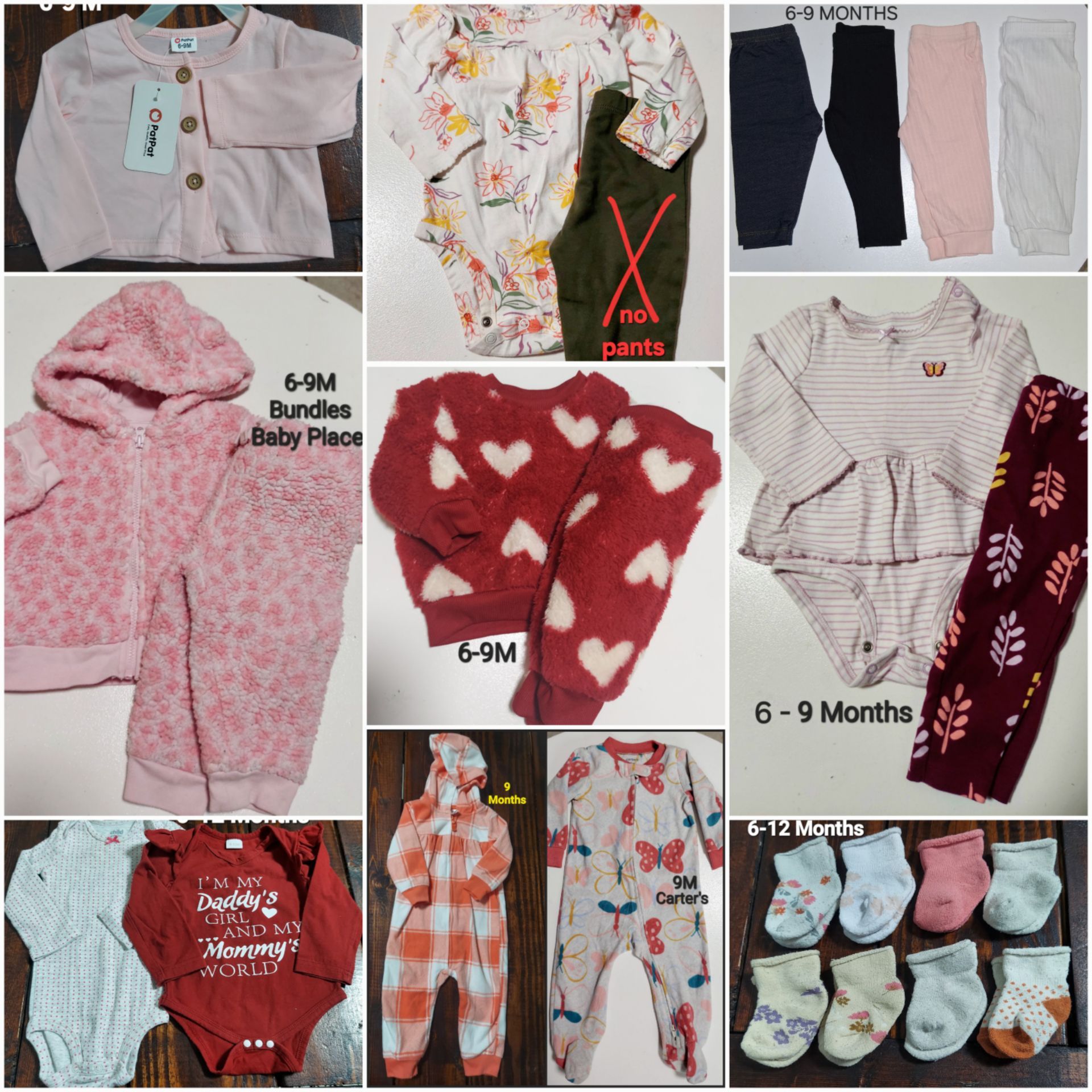 6-9 MONTHS BABY GIRL WINTER CLOTHES BUNDLE (ROPA DE INVIERNO/FRIO PARA NIÑA BEBE TALLA 6-9 MESES)