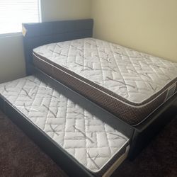 Full Over Twin Trundle Bed With Bamboo Mattresses Only