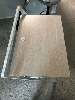 Light Wood Desk with Built-In USB Port