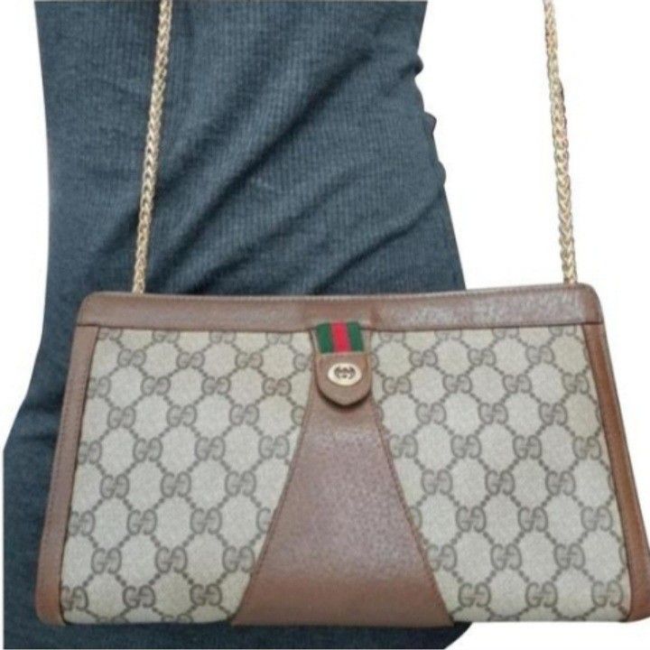 Authentic Vintage Gucci GG Monogram Supreme Sherry Web Ophidia Clutch Crossbody Bag
